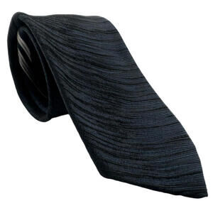 Schiaparelli Silk Neck Tie Textured Navy Black 2.15" | 53.5"